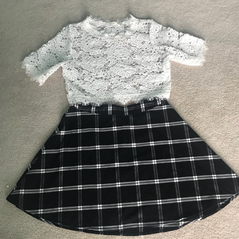 Black Plaid Skater Skirt